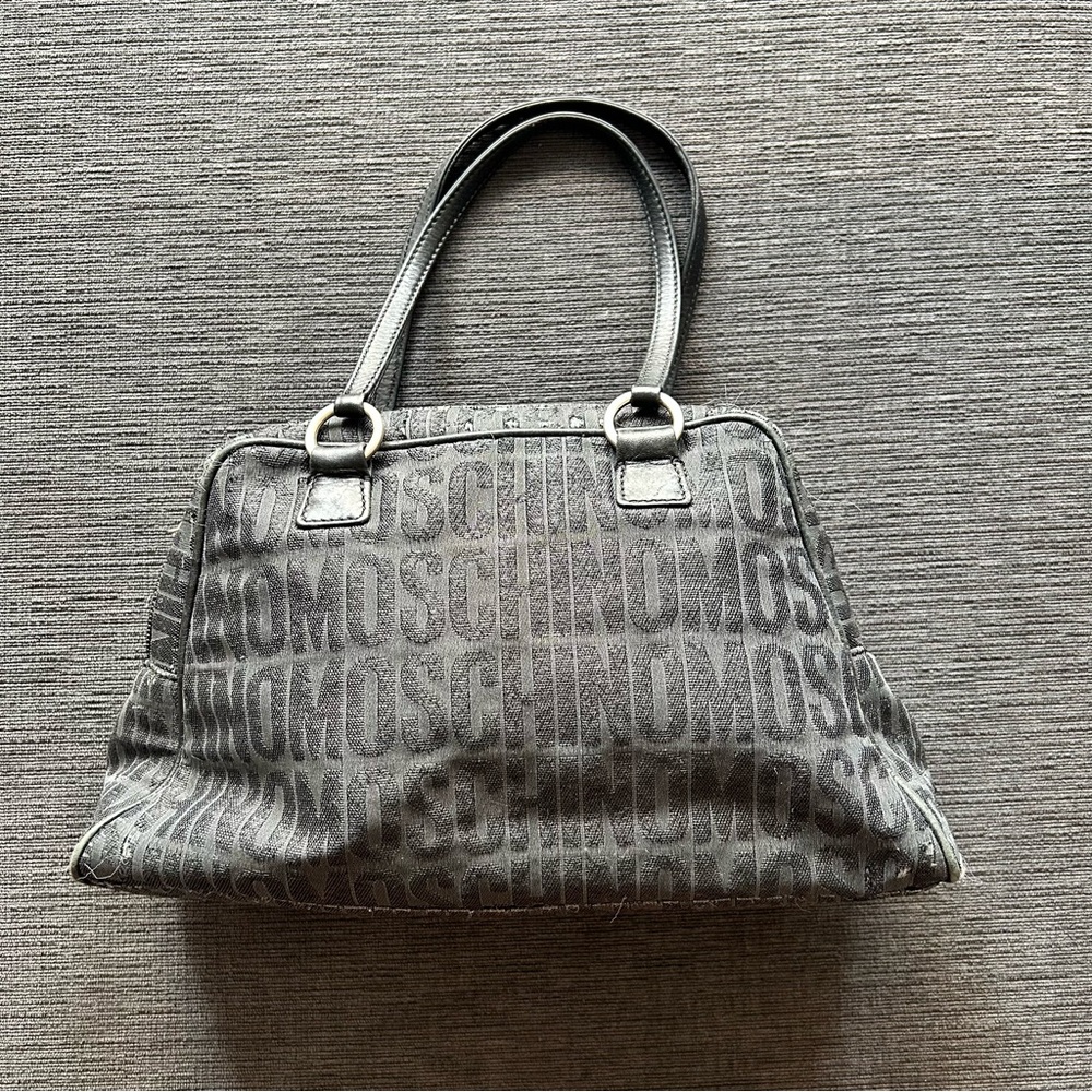 Moschino Textured Gray Shoulder Bag